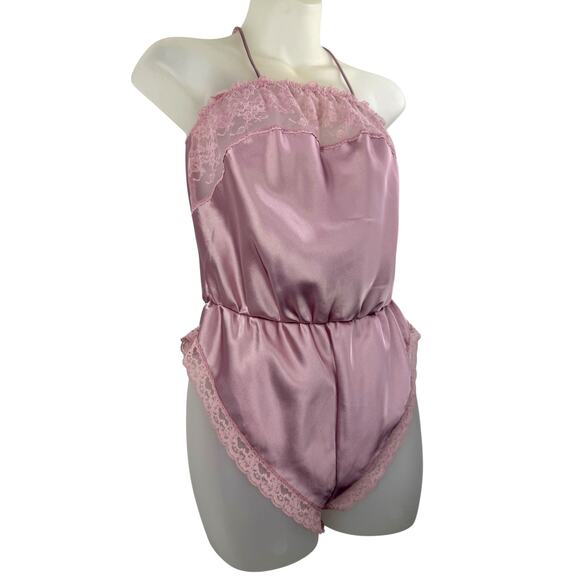 1970's BODY CHIC USA lavender satin and lace teddy onsie MEDIUM - Picture 6 of 8
